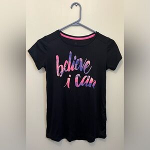 Champion t-shirt. Black with believe I can saying. Youth large (10-12)